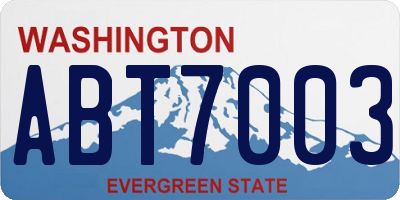 WA license plate ABT7003