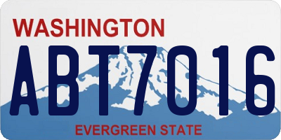 WA license plate ABT7016