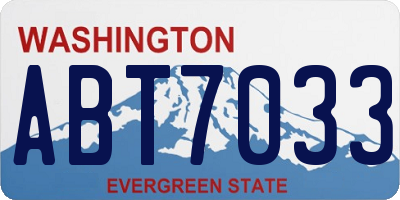 WA license plate ABT7033