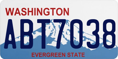 WA license plate ABT7038