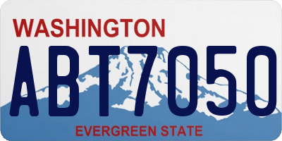 WA license plate ABT7050