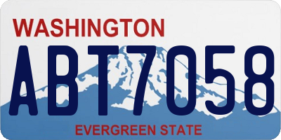 WA license plate ABT7058
