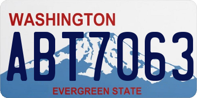 WA license plate ABT7063