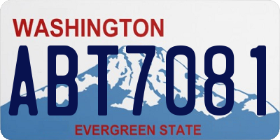 WA license plate ABT7081