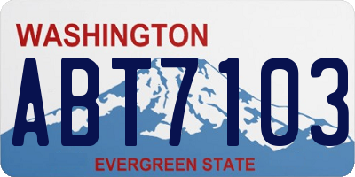 WA license plate ABT7103