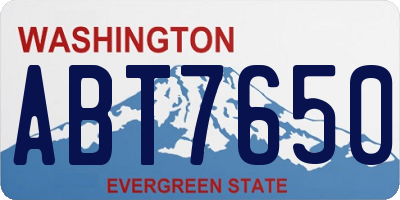 WA license plate ABT7650