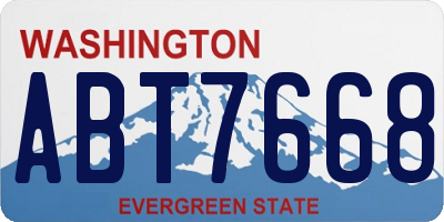 WA license plate ABT7668