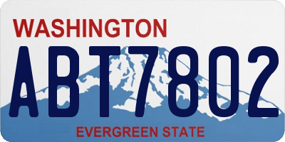 WA license plate ABT7802