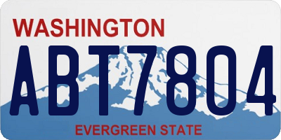 WA license plate ABT7804