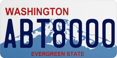 WA license plate ABT8000