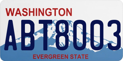 WA license plate ABT8003