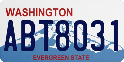 WA license plate ABT8031