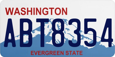 WA license plate ABT8354