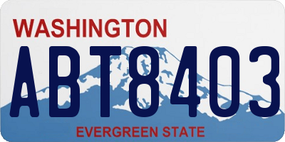 WA license plate ABT8403
