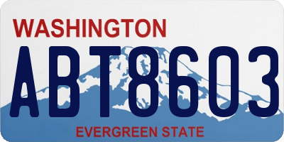 WA license plate ABT8603