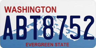 WA license plate ABT8752