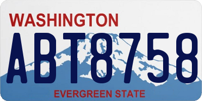 WA license plate ABT8758