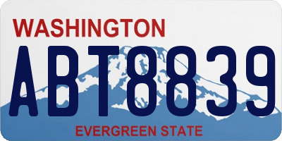 WA license plate ABT8839