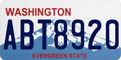 WA license plate ABT8920