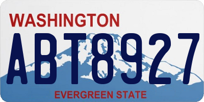 WA license plate ABT8927
