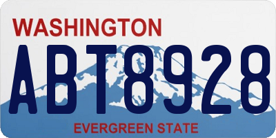 WA license plate ABT8928