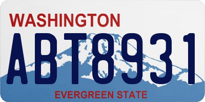 WA license plate ABT8931