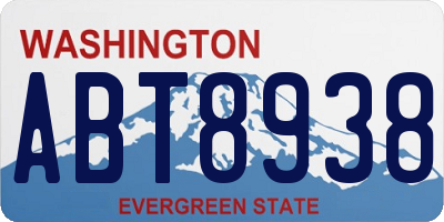 WA license plate ABT8938