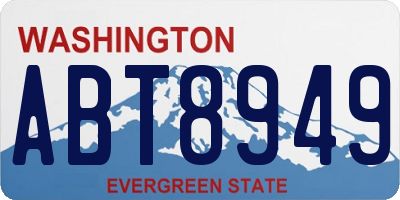 WA license plate ABT8949