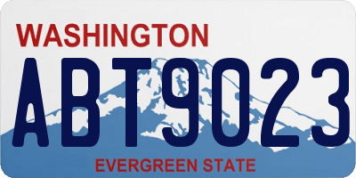 WA license plate ABT9023