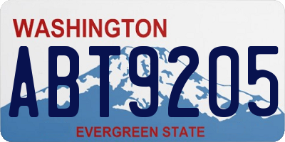WA license plate ABT9205
