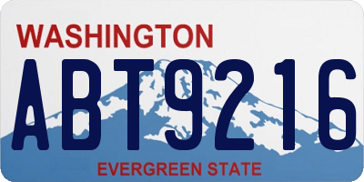 WA license plate ABT9216