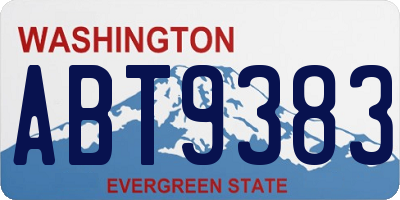 WA license plate ABT9383