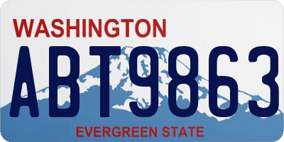 WA license plate ABT9863