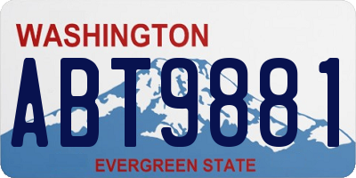 WA license plate ABT9881