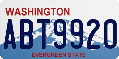 WA license plate ABT9920
