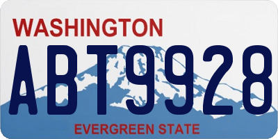 WA license plate ABT9928
