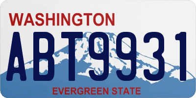 WA license plate ABT9931