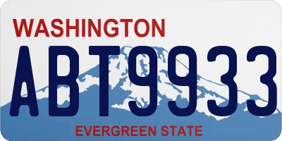 WA license plate ABT9933