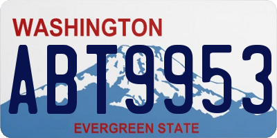 WA license plate ABT9953
