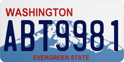 WA license plate ABT9981