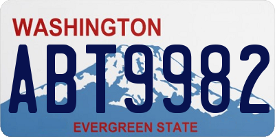 WA license plate ABT9982