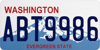 WA license plate ABT9986