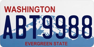 WA license plate ABT9988
