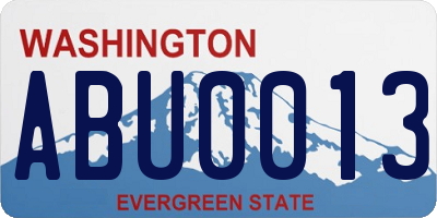 WA license plate ABU0013