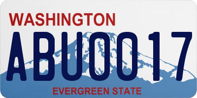 WA license plate ABU0017