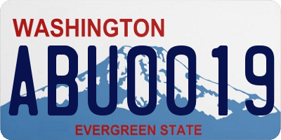 WA license plate ABU0019