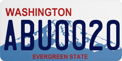 WA license plate ABU0020