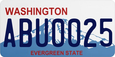 WA license plate ABU0025