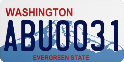 WA license plate ABU0031