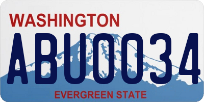 WA license plate ABU0034